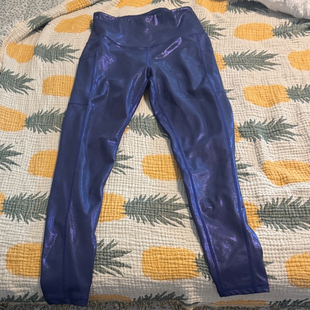 Love Her Metallic Blue Leggings Medium